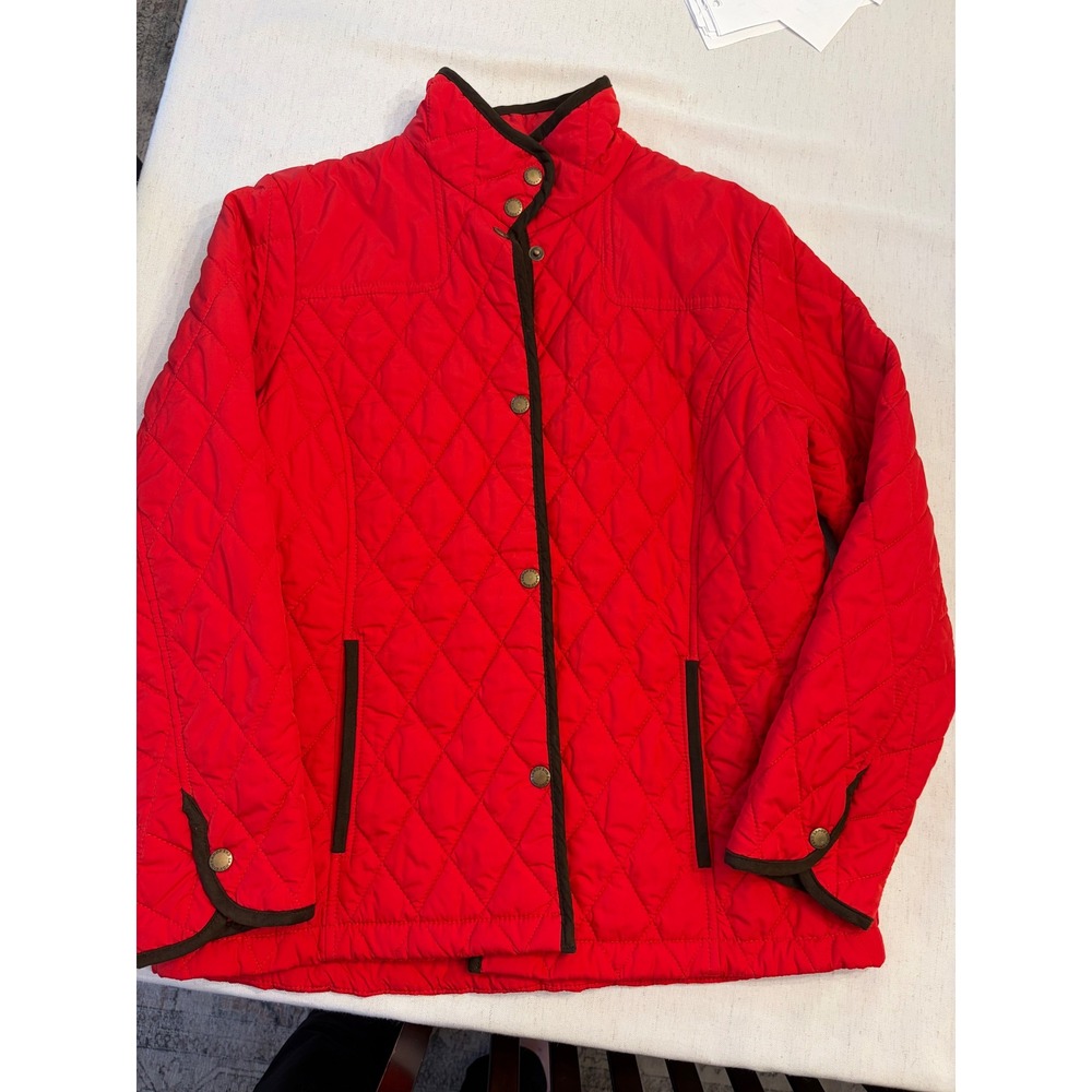 Lands' End Quilted Barn Jacket Women M 10-12 Red petite Lightweight Insulated